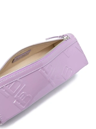 Shop By Far Karo Lilac Patent Shoulder Bag With Embossed Logo All-over In Leather Woman In Violet