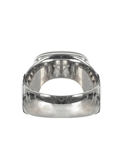 Shop Dolce & Gabbana Enamel And Logo Ring In Silver
