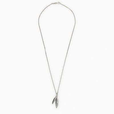 Shop Emanuele Bicocchi Necklace With Feather Pendants In Metal