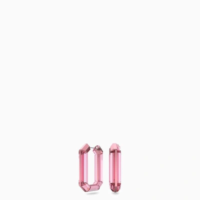 Shop Swarovski Lucent Pink Hoop Earrings In Metal