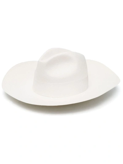 Shop Borsalino Sophie Straw Hat In Cream
