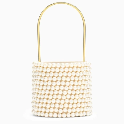 Shop Vanina Gold Mini Bucket With Pearls In White