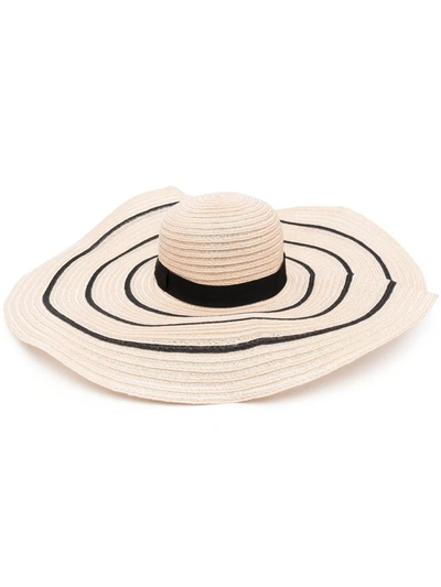 Shop Borsalino Striped Straw Sun Hat In Beige
