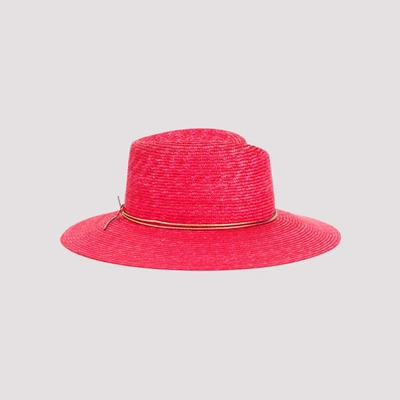Shop Maison Michel Virginie Straw Hat In Pink &amp; Purple