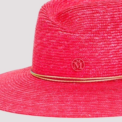 Shop Maison Michel Virginie Straw Hat In Pink &amp; Purple