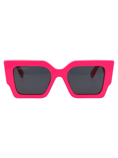 Shop Off-white Sunglasses In 6807 Fuchsia Dark Grey