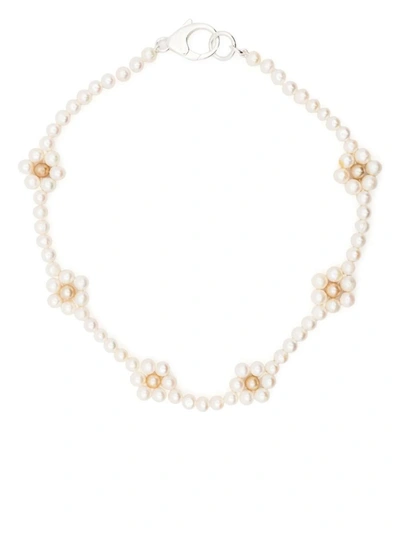 Shop Hatton Labs Daisy Pearl Chain Necklace In White