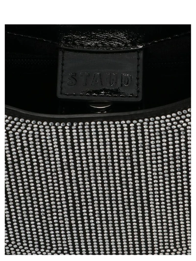 Shop Staud 'mini Moon Crystal' Handbag In Black