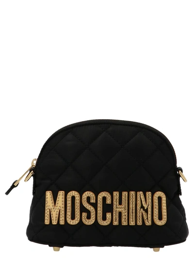 Shop Moschino Matelassé Crossbody Bag In Black