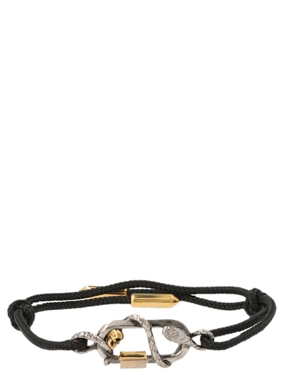 Shop Alexander Mcqueen 'snake' Bracelet In Black