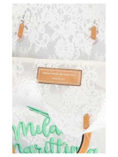 Shop Ermanno Scervino 'milano Marittima' Lace Shopping Bag In White