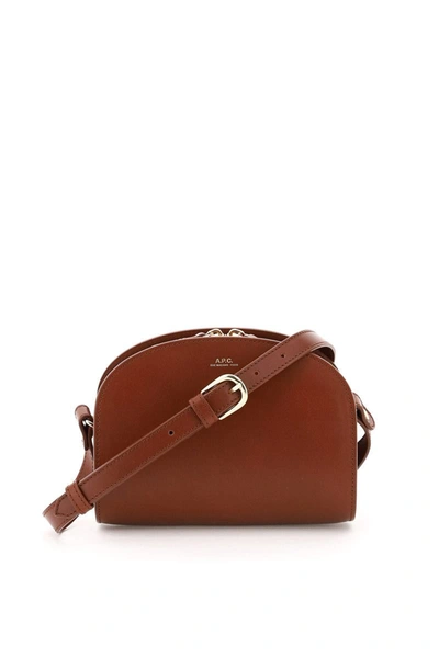 Shop Apc A.p.c. Demi-lune Mini Crossbody Bag In Brown