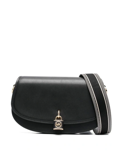 Shop Michael Michael Kors Black Shoulder Bag With Padlock Detail In Cow Leather Woman