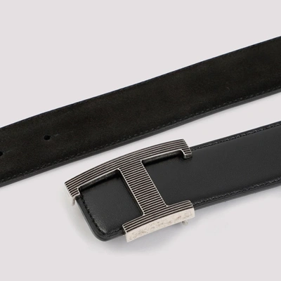 Shop Tod's Logo-buckle Leather Belt In Black