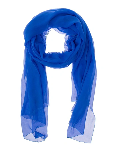 Shop Alberta Ferretti Royal Blue Chiffon Lightweight Scarf In Silk Woman