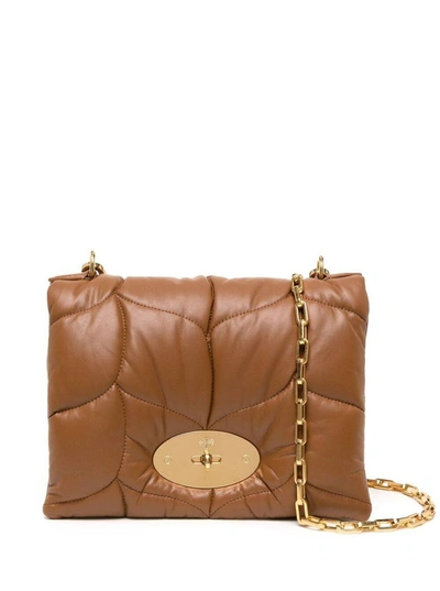 Shop Mulberry 'little Softie' Brown Cross-body Bag With Twist Lock Closure In Quilted And Padded Leather Woman