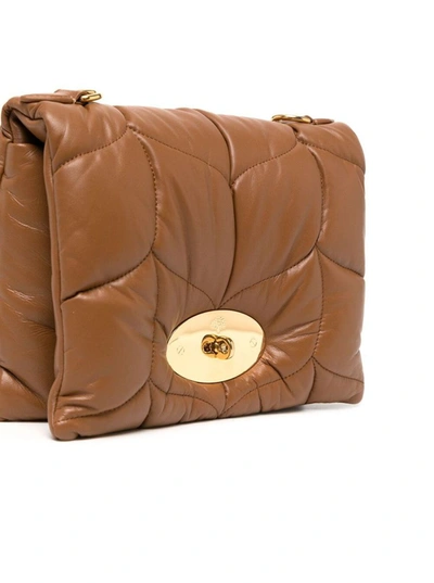 Shop Mulberry 'little Softie' Brown Cross-body Bag With Twist Lock Closure In Quilted And Padded Leather Woman