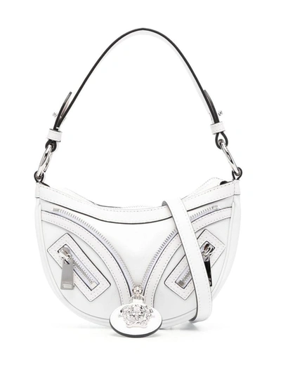 Shop Versace Mini Repeat Shoulder Bag In White