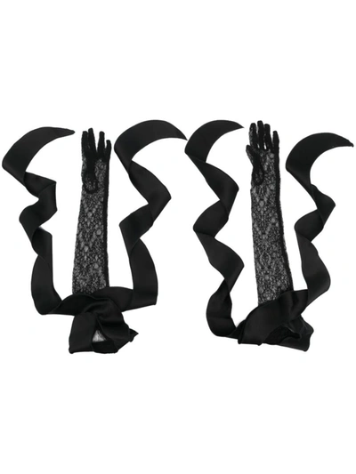 Shop David Koma Ruffle Lace Gloves In Black