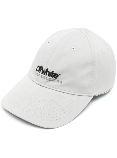 Shop Off-white Baseball Cap With Embroidered Logo In White Cotton Man In Grey