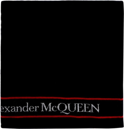 Shop Alexander Mcqueen Beach Towel With Logo In Black