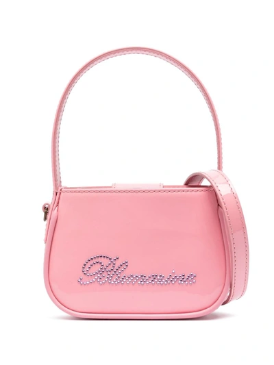 Shop Blumarine Logo Patent Leather Handbag In Pink