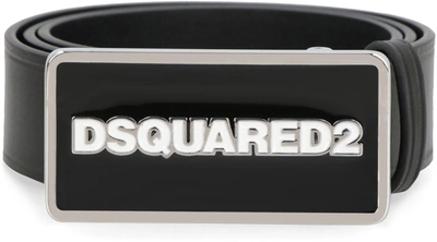 Shop Dsquared2 Logo Buckle Leather Belt In Black