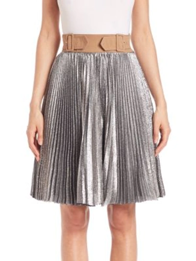 3.1 Phillip Lim / フィリップ リム Sunburst Pleated Skirt W/ Contrast Waist, Platinum