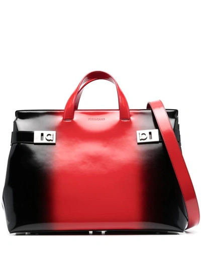 Shop Ferragamo Leather Messenger Bag In Red