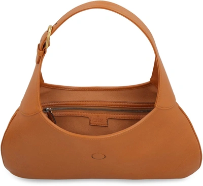 Shop Gucci Aphrodite Leather Shoulder Bag In Brown