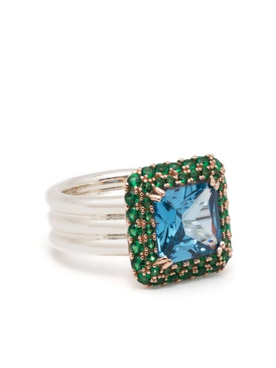 Shop Hatton Labs Crown Stone Ring In Clear Blue