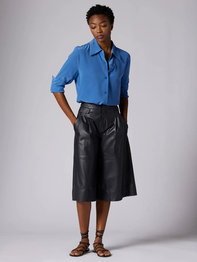 Shop Equipment Leona Long Sleeve Silk Shirt In Bright Cobalt Blue
