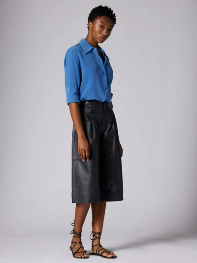 Shop Equipment Leona Long Sleeve Silk Shirt In Bright Cobalt Blue