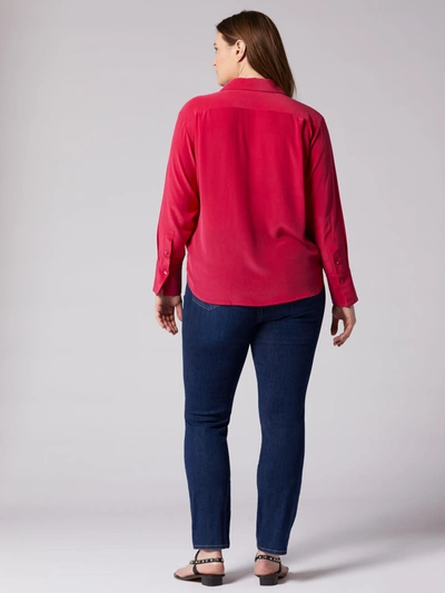 Shop Equipment Leona Long Sleeve Silk Shirt In Cerise Pink