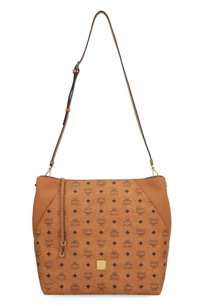 Shop Mcm Visetos Tote In Saddle Brown