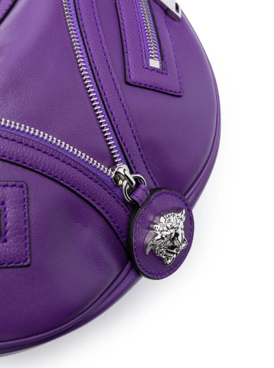 Shop Versace Small Repeat Shoulder Bag With Medusa Head In Violet Leather Woman