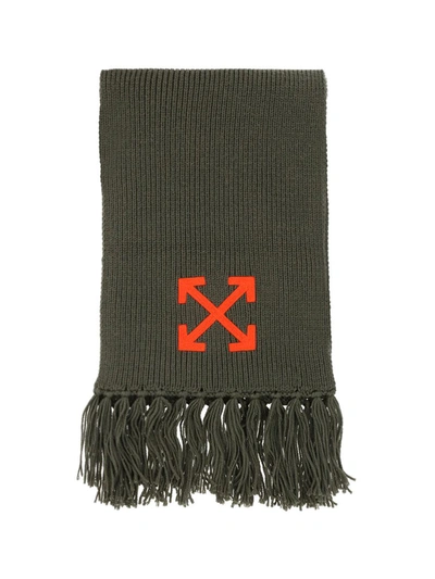 Off-white Arrows-print Wool Scarf In Army Green | ModeSens
