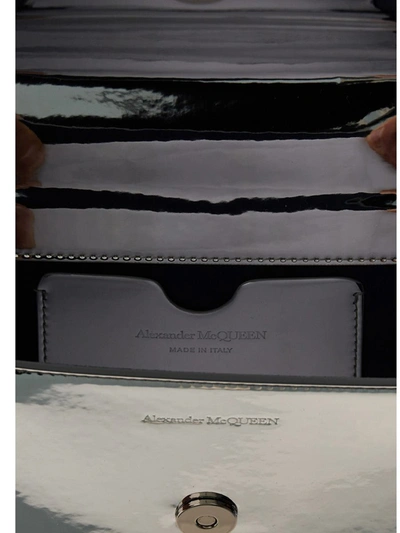 Shop Alexander Mcqueen 'mini Jewelled Satchel' Crossbody Bag In Silver