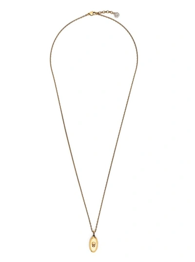 Shop Alexander Mcqueen Gold-colored Chain Necklace With Skull Charm In Brass Woman In Metallic