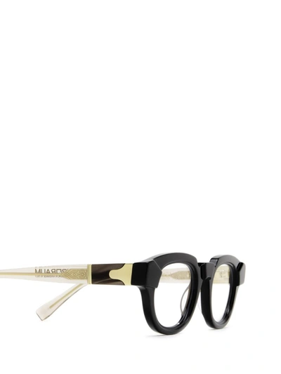 Shop Kuboraum Eyeglasses In Black Shine &amp; Transparent Brown