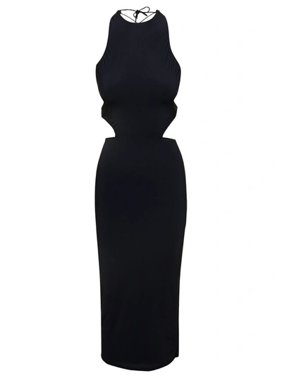 Amazuìn Open-back Midi Dress In Black