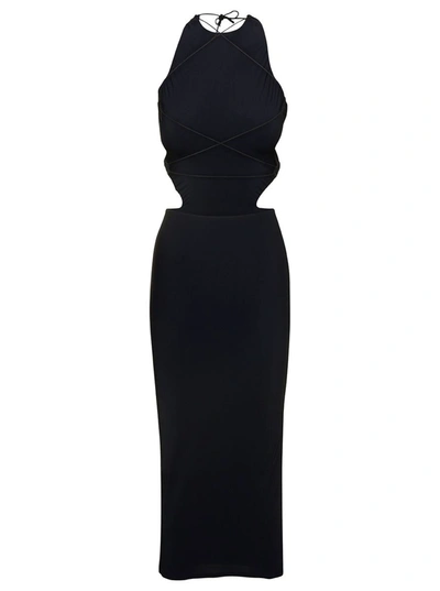 Amazuìn Open-back Midi Dress In Black