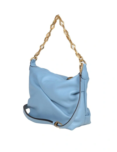 Shop Jimmy Choo Hobo Bag In Soft Leather In Smoky Blue/gold