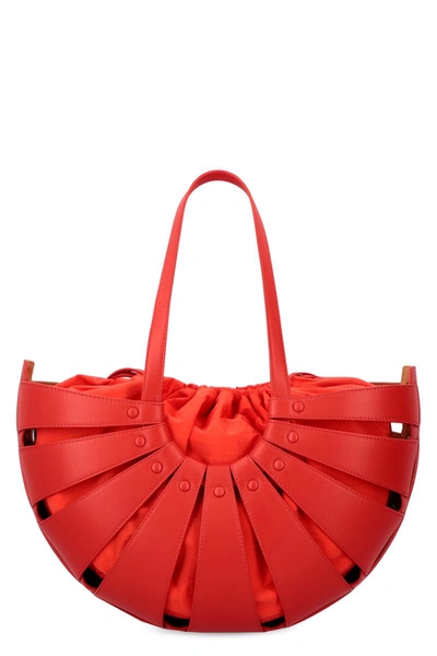 Shop Bottega Veneta Shell Shoulder Bag In Red