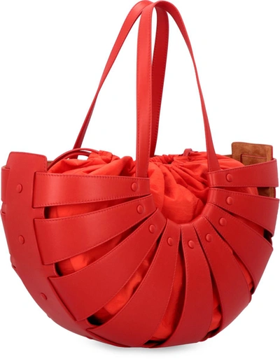 Shop Bottega Veneta Shell Shoulder Bag In Red