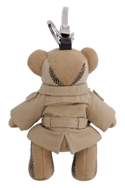 Shop Burberry Thomas Trench-coat Teddy Bear Key-ring In Beige