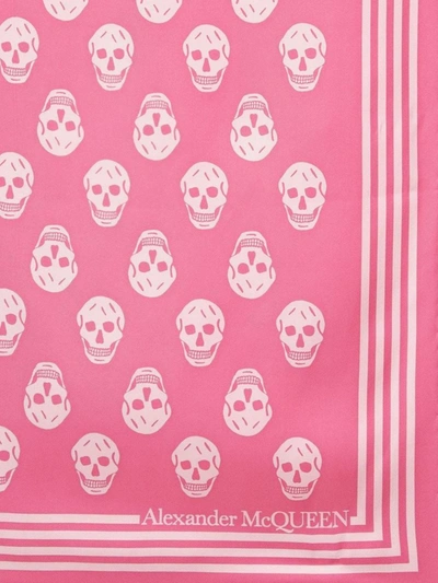Shop Alexander Mcqueen Silk Scarf With Skull Pattern In Pink