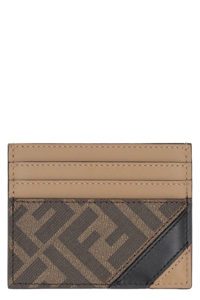 Shop Fendi Coated Canvas Card Holder In Beige