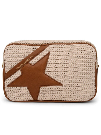 Shop Golden Goose Two-color Crocht Star Bag In Beige