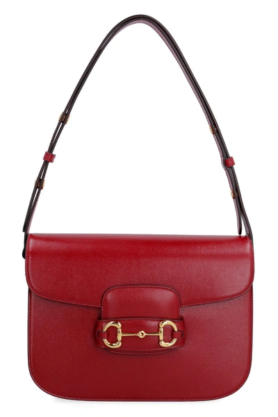 Red Leather Gucci 1955 Horsebit Shoulder Bag